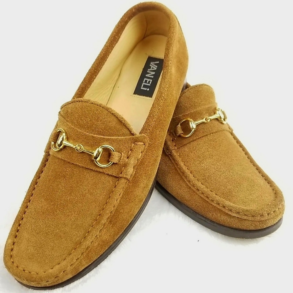 Vtg Gucci Like Van Eli Frolicca Horse Bits Brown Suede Loafers Sz 9M EUC